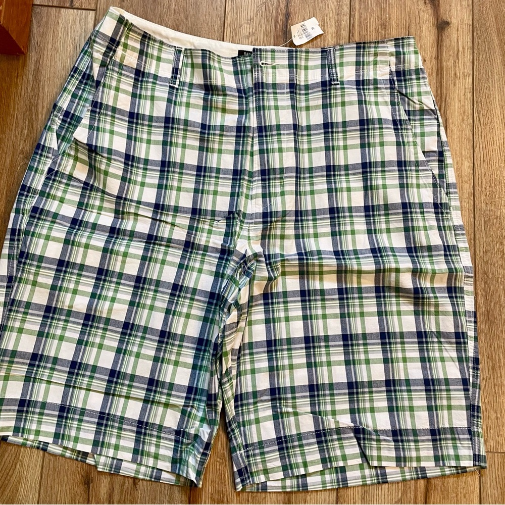 Banana Republic Green and Blue Flat Front Shorts